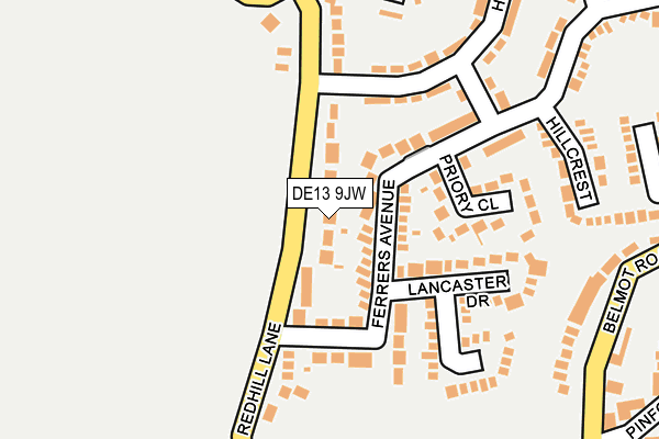 DE13 9JW map - OS OpenMap – Local (Ordnance Survey)