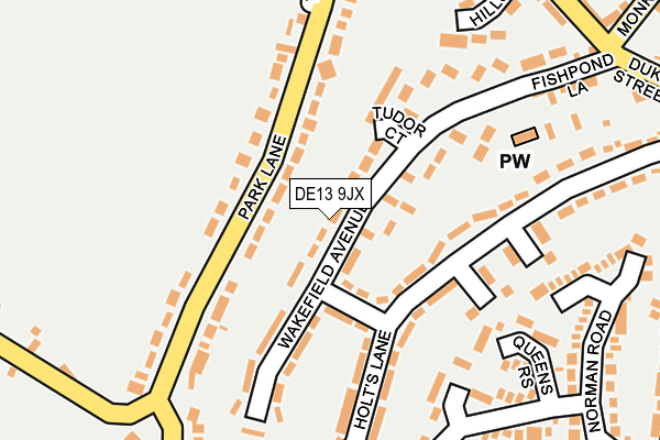 DE13 9JX map - OS OpenMap – Local (Ordnance Survey)