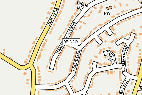 DE13 9JY map - OS OpenMap – Local (Ordnance Survey)