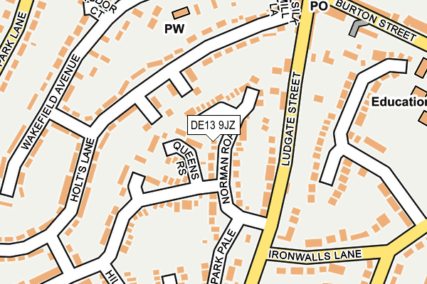 DE13 9JZ map - OS OpenMap – Local (Ordnance Survey)