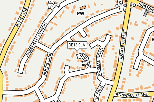 DE13 9LA map - OS OpenMap – Local (Ordnance Survey)