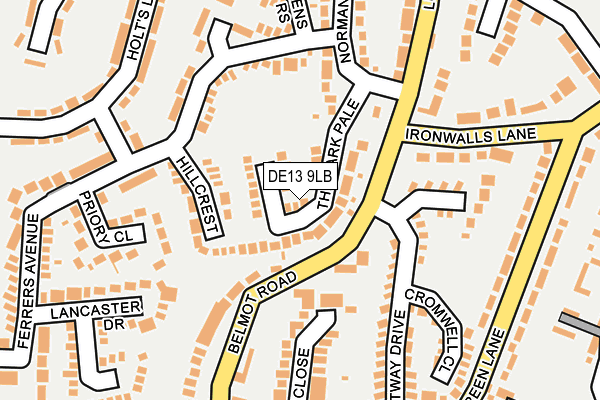 DE13 9LB map - OS OpenMap – Local (Ordnance Survey)