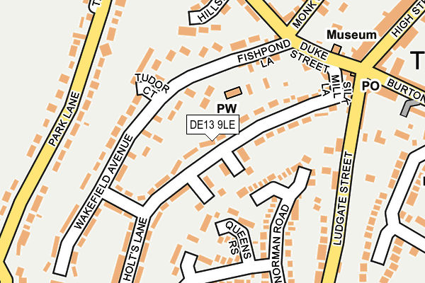 DE13 9LE map - OS OpenMap – Local (Ordnance Survey)