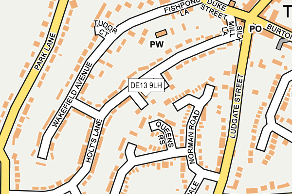 DE13 9LH map - OS OpenMap – Local (Ordnance Survey)