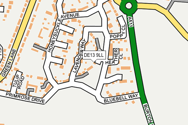 DE13 9LL map - OS OpenMap – Local (Ordnance Survey)