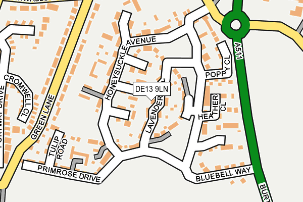 DE13 9LN map - OS OpenMap – Local (Ordnance Survey)