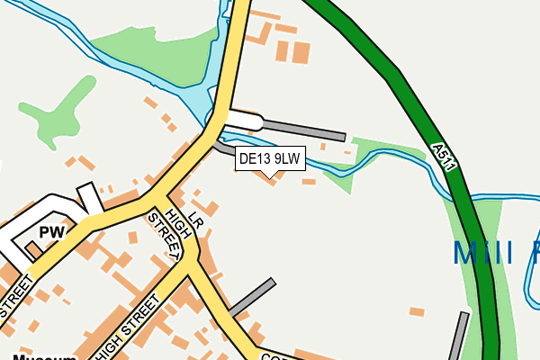 DE13 9LW map - OS OpenMap – Local (Ordnance Survey)