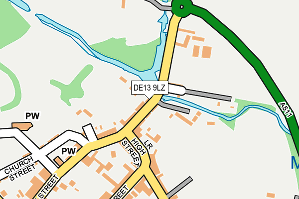 DE13 9LZ map - OS OpenMap – Local (Ordnance Survey)