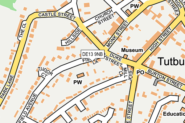 DE13 9NB map - OS OpenMap – Local (Ordnance Survey)