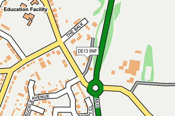 DE13 9NF map - OS OpenMap – Local (Ordnance Survey)