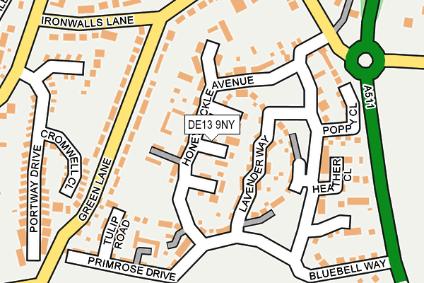 DE13 9NY map - OS OpenMap – Local (Ordnance Survey)