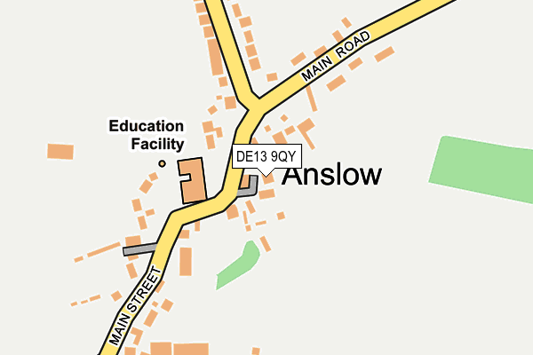 DE13 9QY map - OS OpenMap – Local (Ordnance Survey)