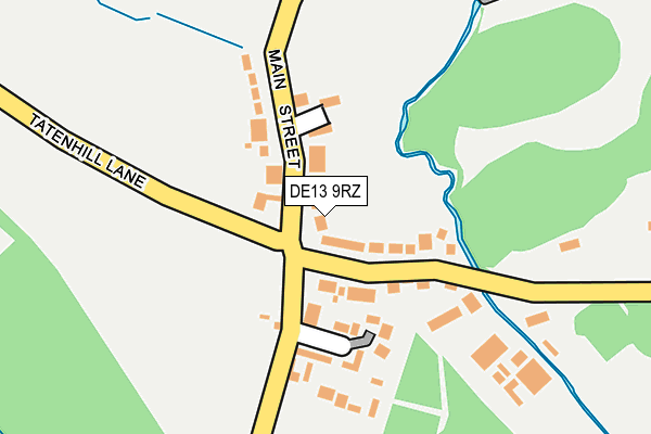 DE13 9RZ map - OS OpenMap – Local (Ordnance Survey)
