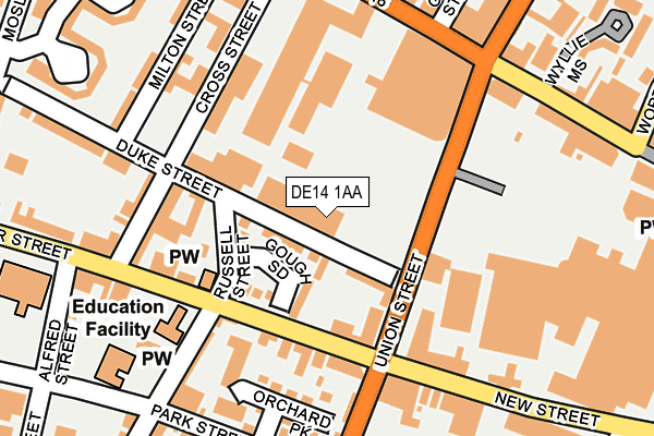 DE14 1AA map - OS OpenMap – Local (Ordnance Survey)