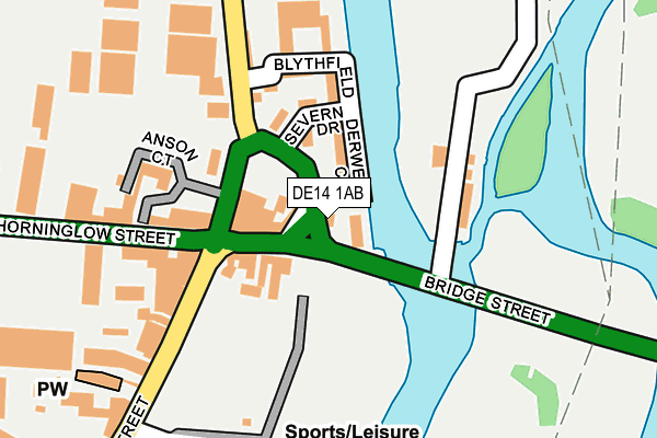 DE14 1AB map - OS OpenMap – Local (Ordnance Survey)