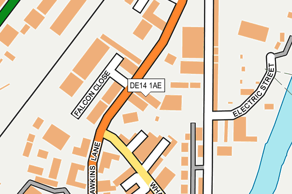 DE14 1AE map - OS OpenMap – Local (Ordnance Survey)