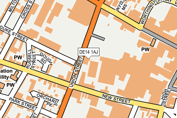 DE14 1AJ map - OS OpenMap – Local (Ordnance Survey)