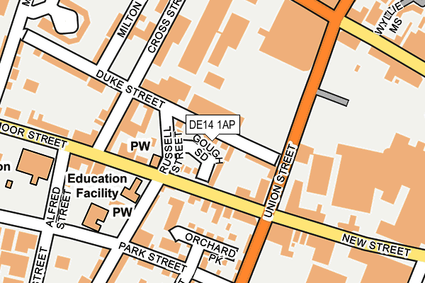 DE14 1AP map - OS OpenMap – Local (Ordnance Survey)