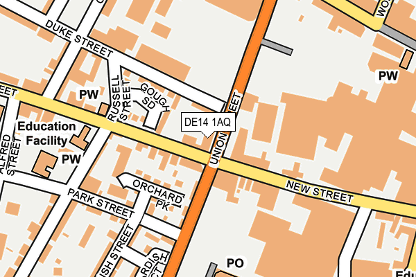 DE14 1AQ map - OS OpenMap – Local (Ordnance Survey)