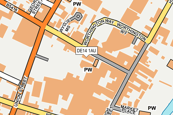 DE14 1AU map - OS OpenMap – Local (Ordnance Survey)