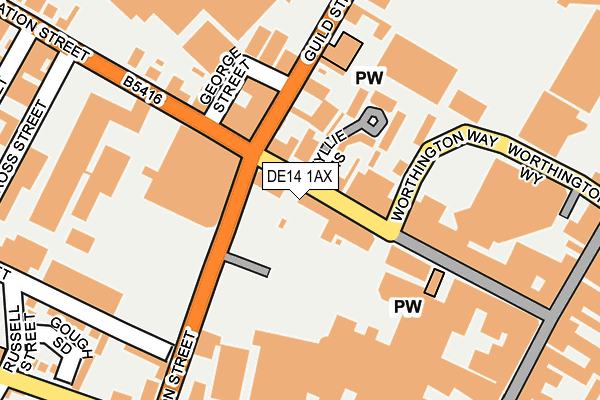 DE14 1AX map - OS OpenMap – Local (Ordnance Survey)