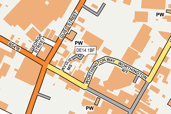 DE14 1BF map - OS OpenMap – Local (Ordnance Survey)