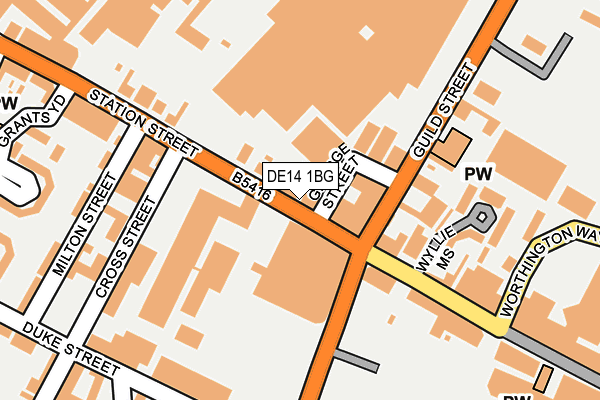 DE14 1BG map - OS OpenMap – Local (Ordnance Survey)