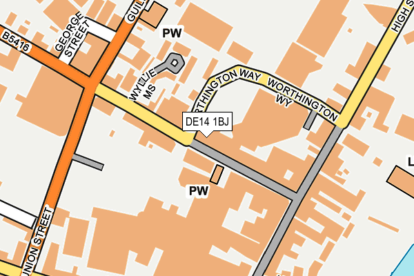 DE14 1BJ map - OS OpenMap – Local (Ordnance Survey)