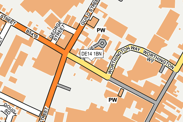 DE14 1BN map - OS OpenMap – Local (Ordnance Survey)