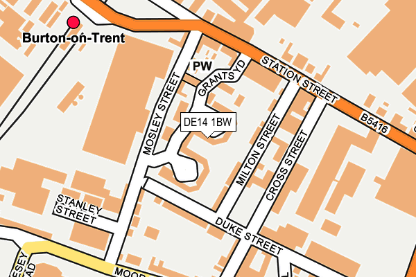 DE14 1BW map - OS OpenMap – Local (Ordnance Survey)