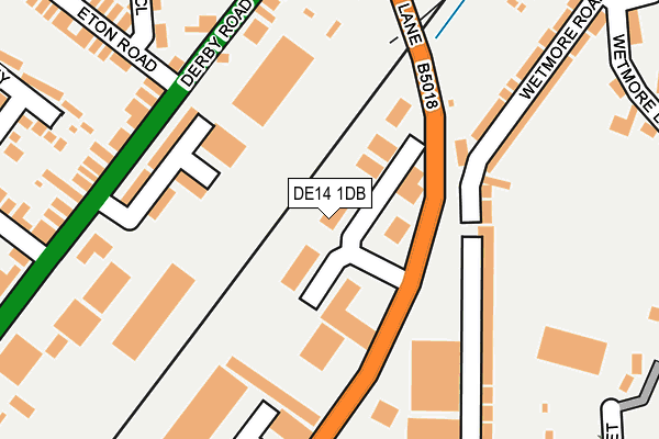 DE14 1DB map - OS OpenMap – Local (Ordnance Survey)