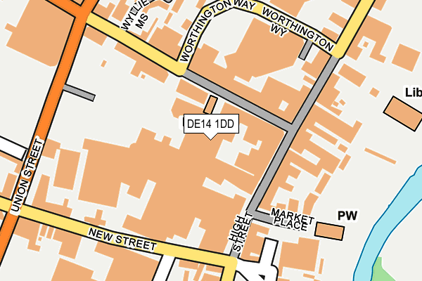 DE14 1DD map - OS OpenMap – Local (Ordnance Survey)