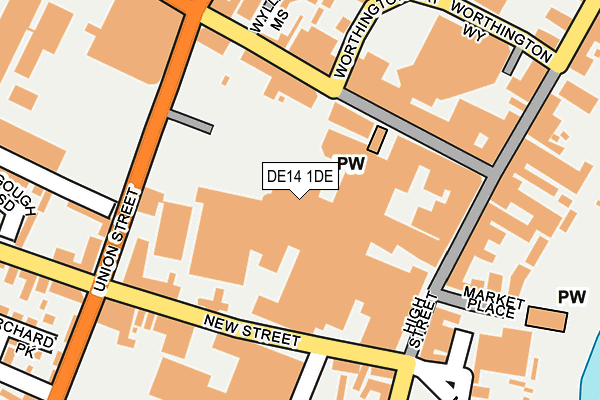 DE14 1DE map - OS OpenMap – Local (Ordnance Survey)