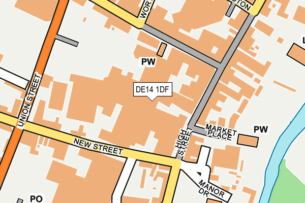 DE14 1DF map - OS OpenMap – Local (Ordnance Survey)