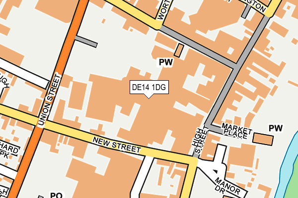 DE14 1DG map - OS OpenMap – Local (Ordnance Survey)