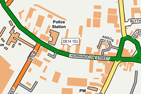 DE14 1DJ map - OS OpenMap – Local (Ordnance Survey)