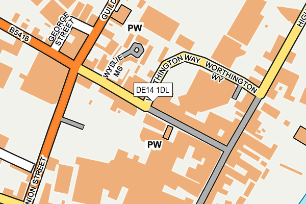 DE14 1DL map - OS OpenMap – Local (Ordnance Survey)