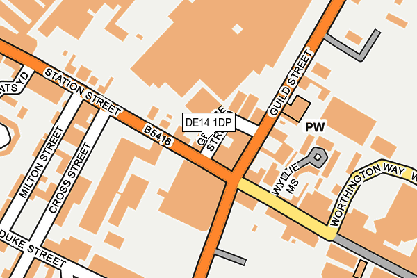DE14 1DP map - OS OpenMap – Local (Ordnance Survey)