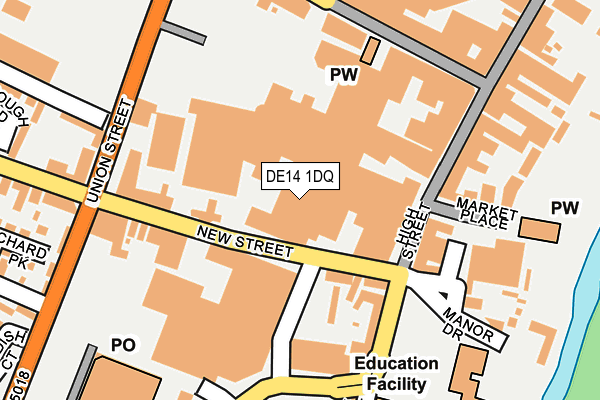 DE14 1DQ map - OS OpenMap – Local (Ordnance Survey)