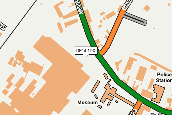 DE14 1DX map - OS OpenMap – Local (Ordnance Survey)