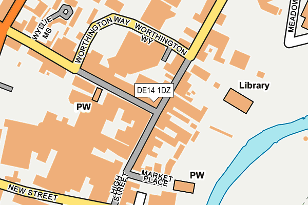 DE14 1DZ map - OS OpenMap – Local (Ordnance Survey)