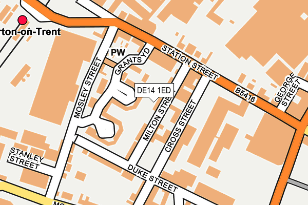 DE14 1ED map - OS OpenMap – Local (Ordnance Survey)