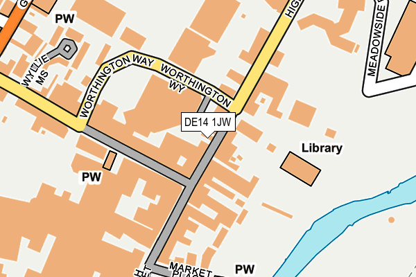 DE14 1JW map - OS OpenMap – Local (Ordnance Survey)