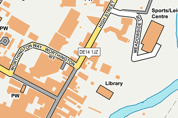 DE14 1JZ map - OS OpenMap – Local (Ordnance Survey)