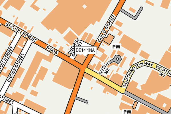 DE14 1NA map - OS OpenMap – Local (Ordnance Survey)