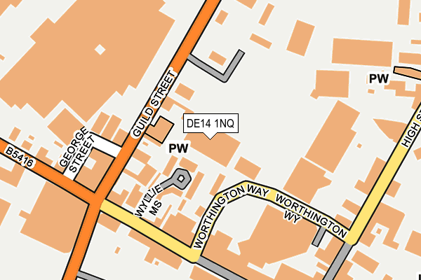 DE14 1NQ map - OS OpenMap – Local (Ordnance Survey)