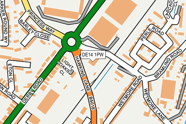 DE14 1PW map - OS OpenMap – Local (Ordnance Survey)