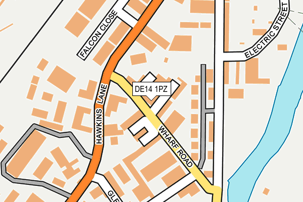 DE14 1PZ map - OS OpenMap – Local (Ordnance Survey)