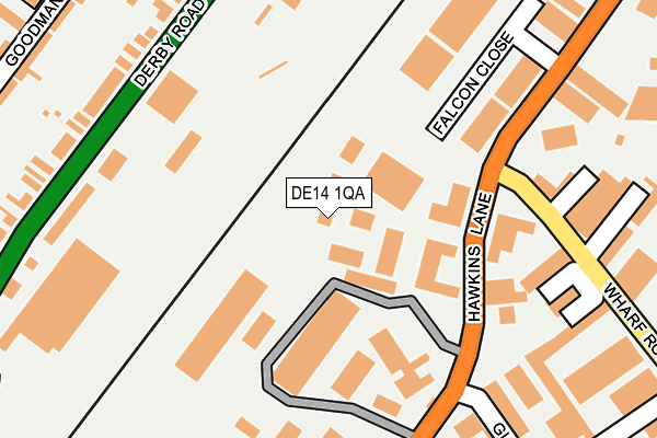 DE14 1QA map - OS OpenMap – Local (Ordnance Survey)