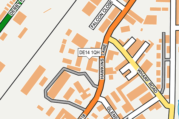 DE14 1QH map - OS OpenMap – Local (Ordnance Survey)